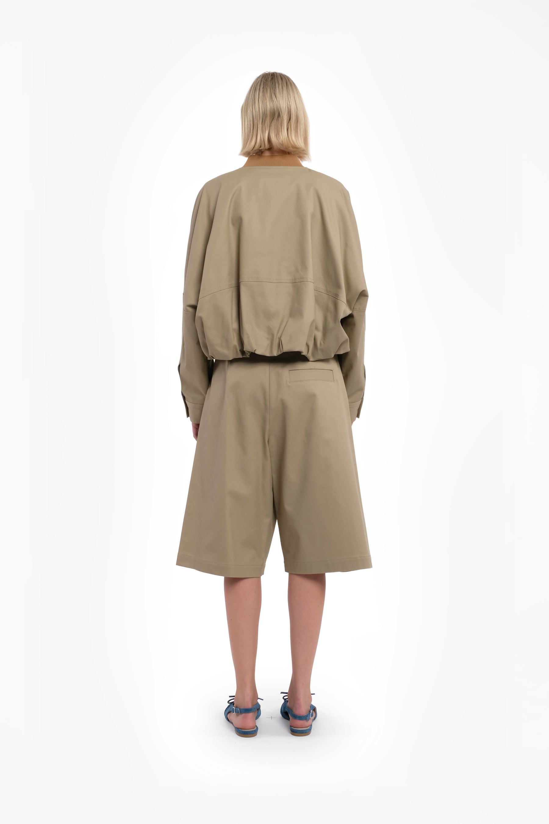 Ferdi Sand Cropped Ruched Cotton Jacket