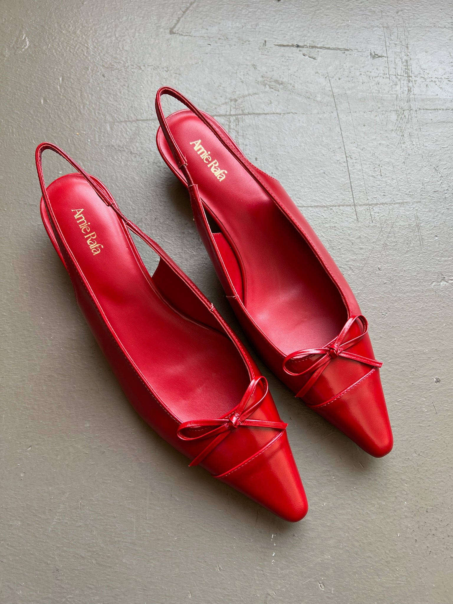 Red Leather Slingback Kitten Heels – alas eius