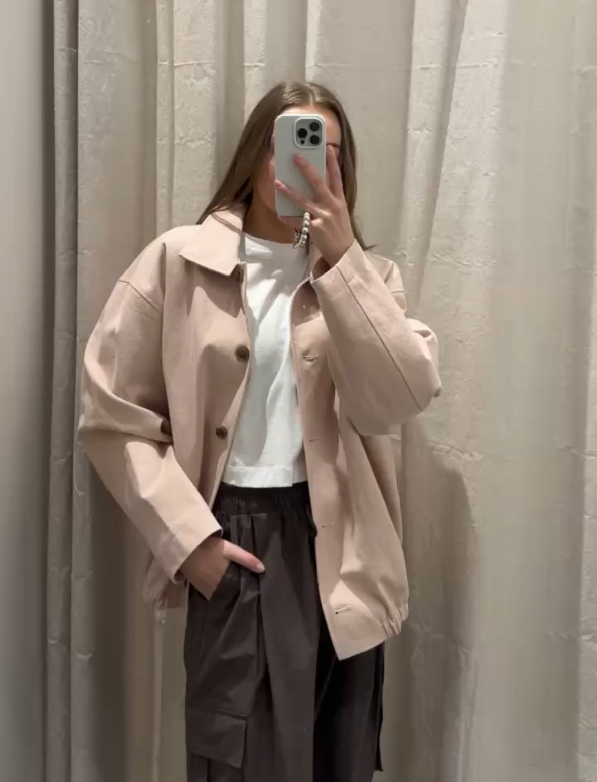 Light Pink Cotton Blouson Jacket