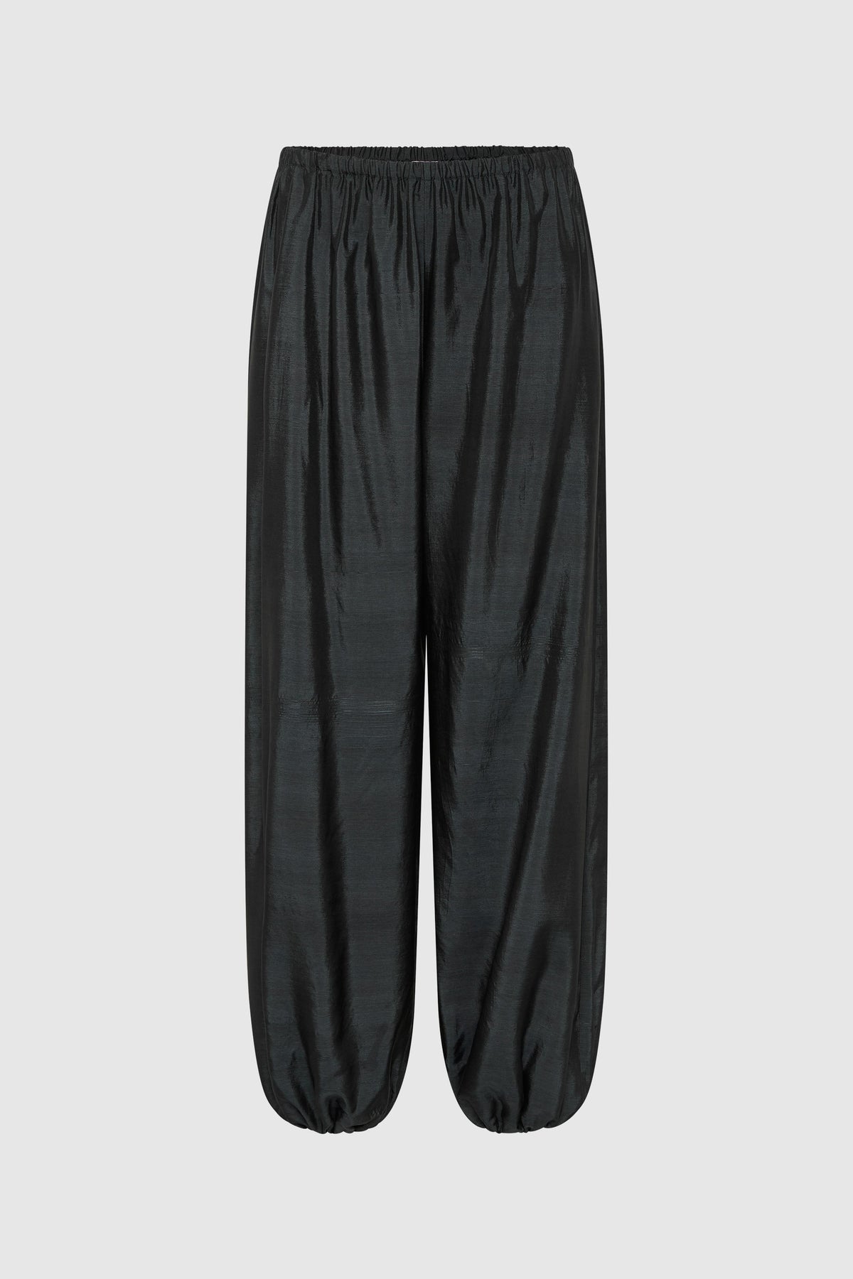 Washed Black Silk Adjustable Balloon Pants