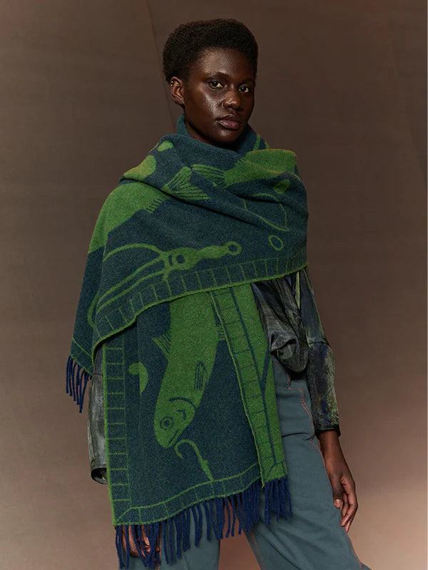 Catch Match Navy Wool Scarf