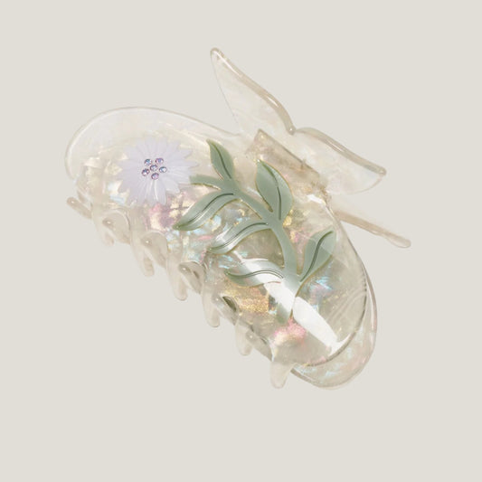 Iridescent Floral Claw Clip