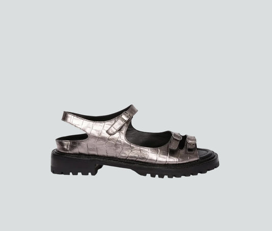 Crocodile Print Metallic Sandal