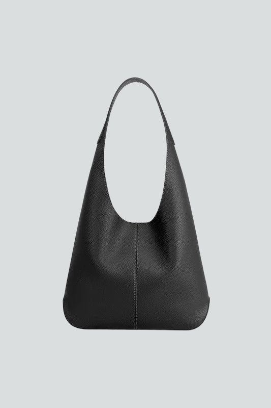 Black Pebble Vegan Leather Shoulder Bag