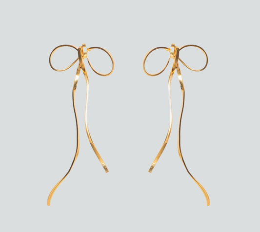 Gold Small Bow Dangle Earrings