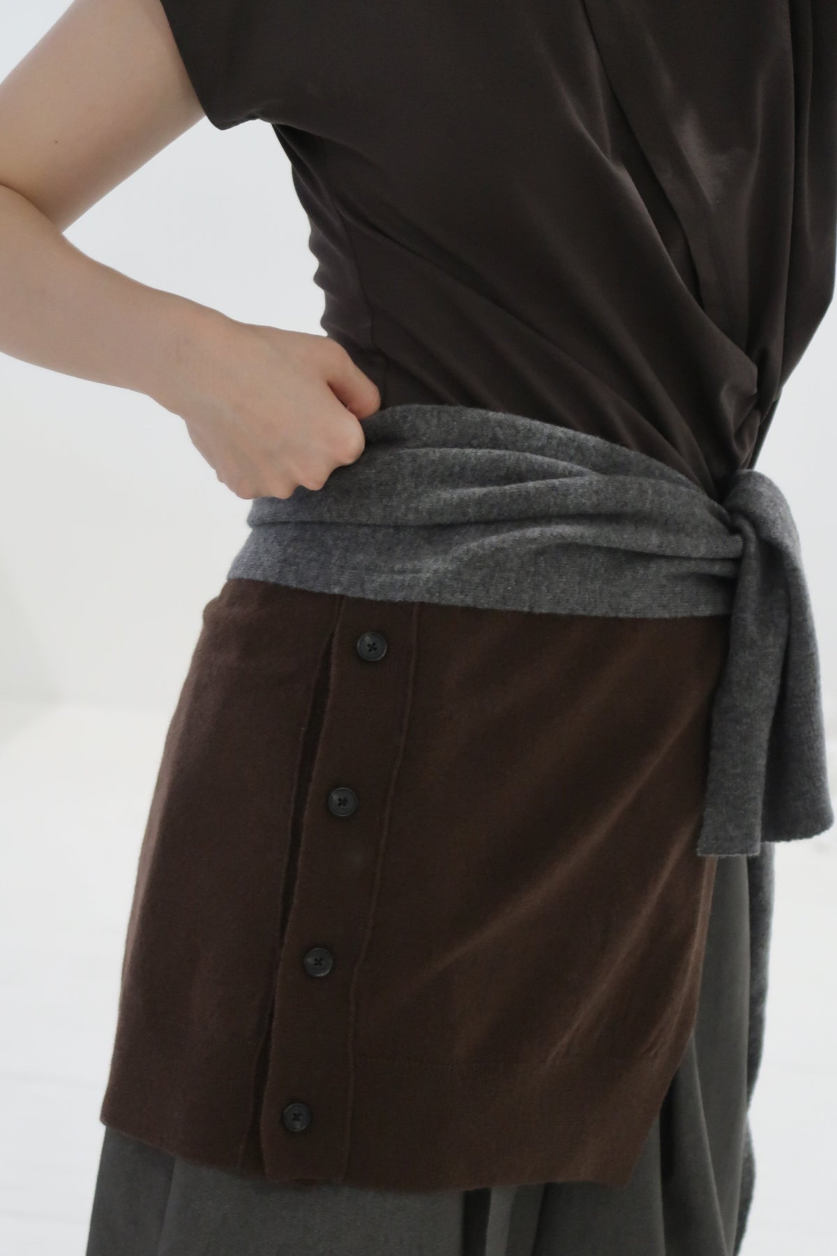 Gray Wool Cashmere Cardi Muffler Shawl