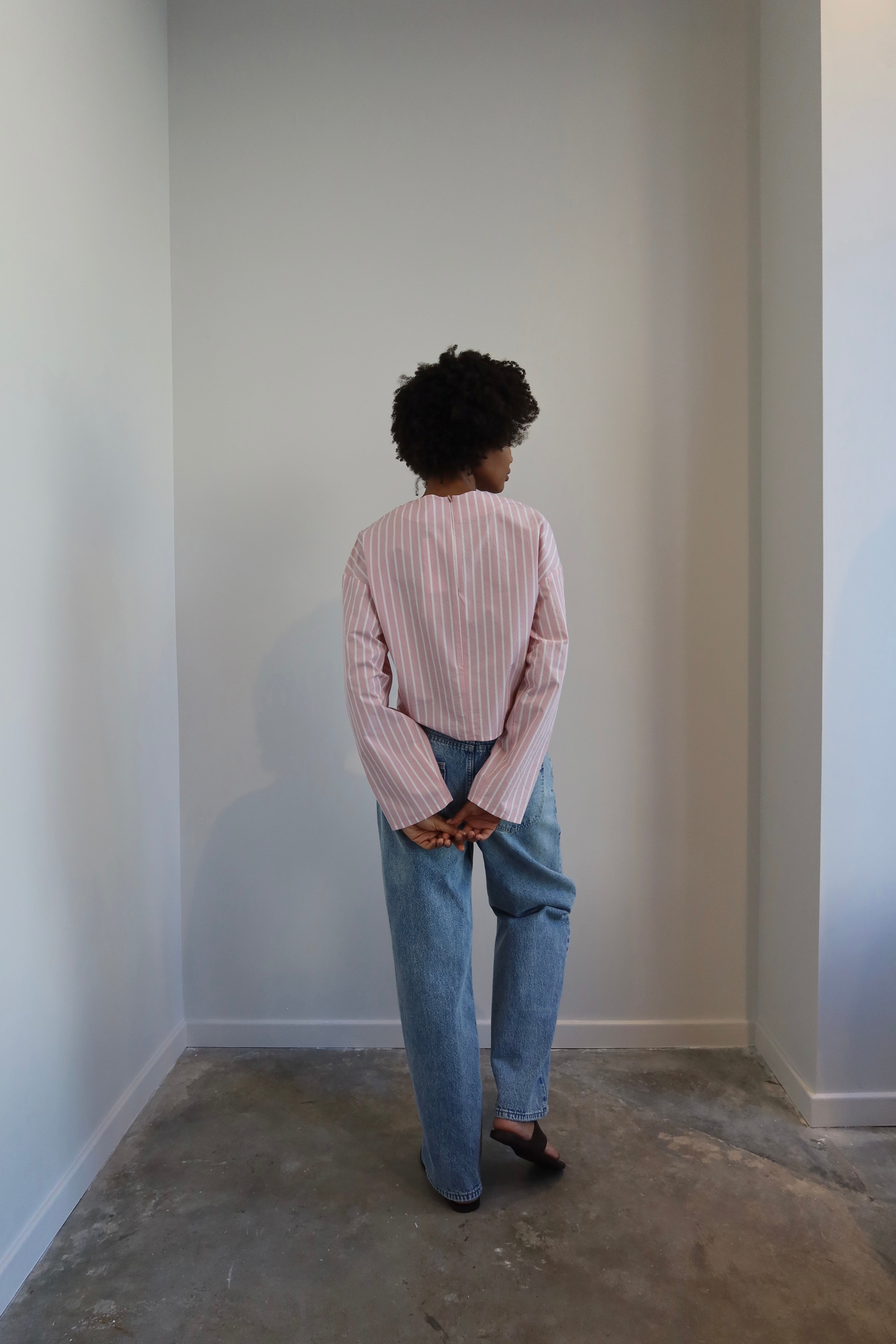 Rose Gathered Bungee Long Sleeve Top