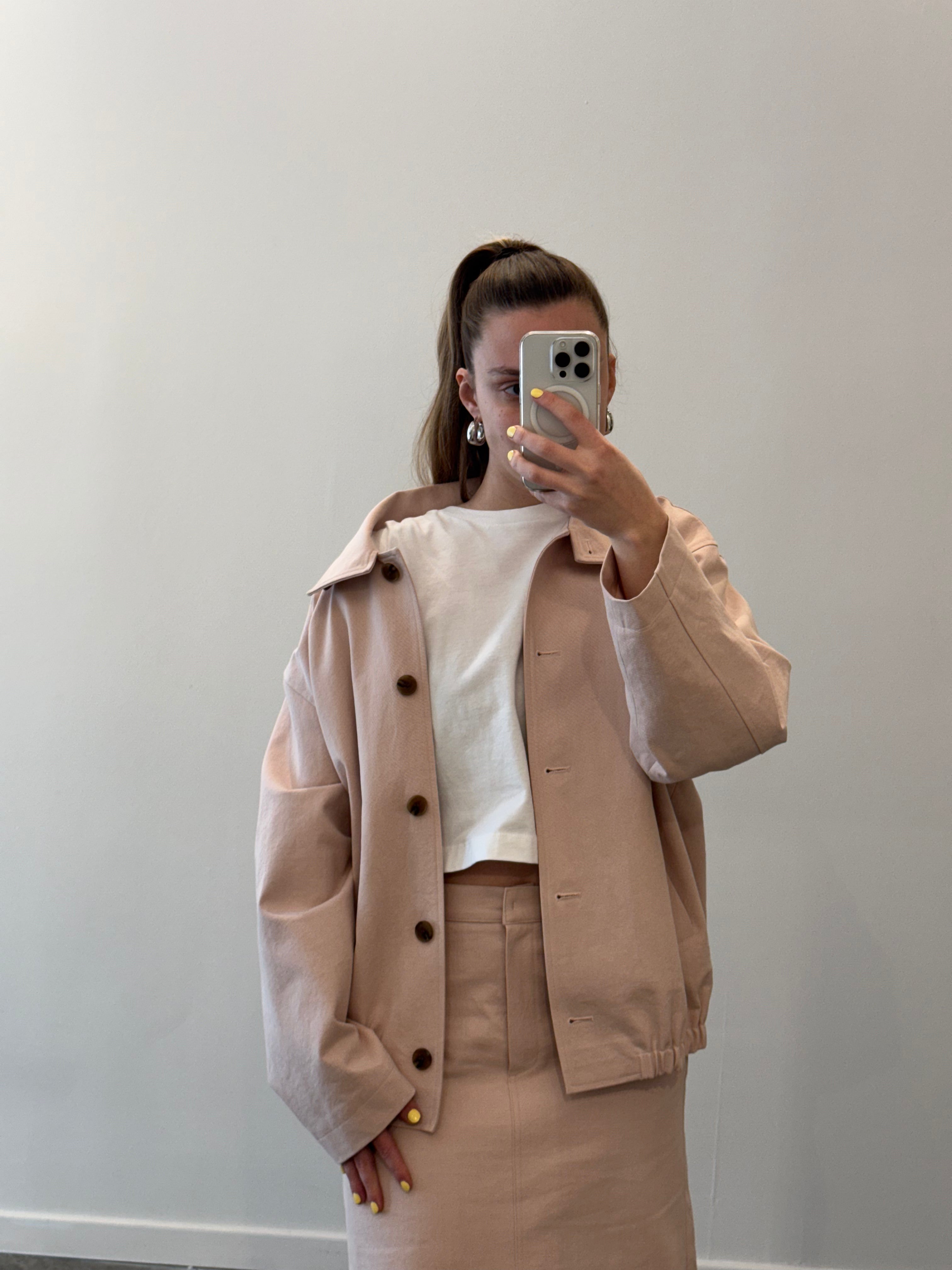 Light Pink Cotton Blouson Jacket