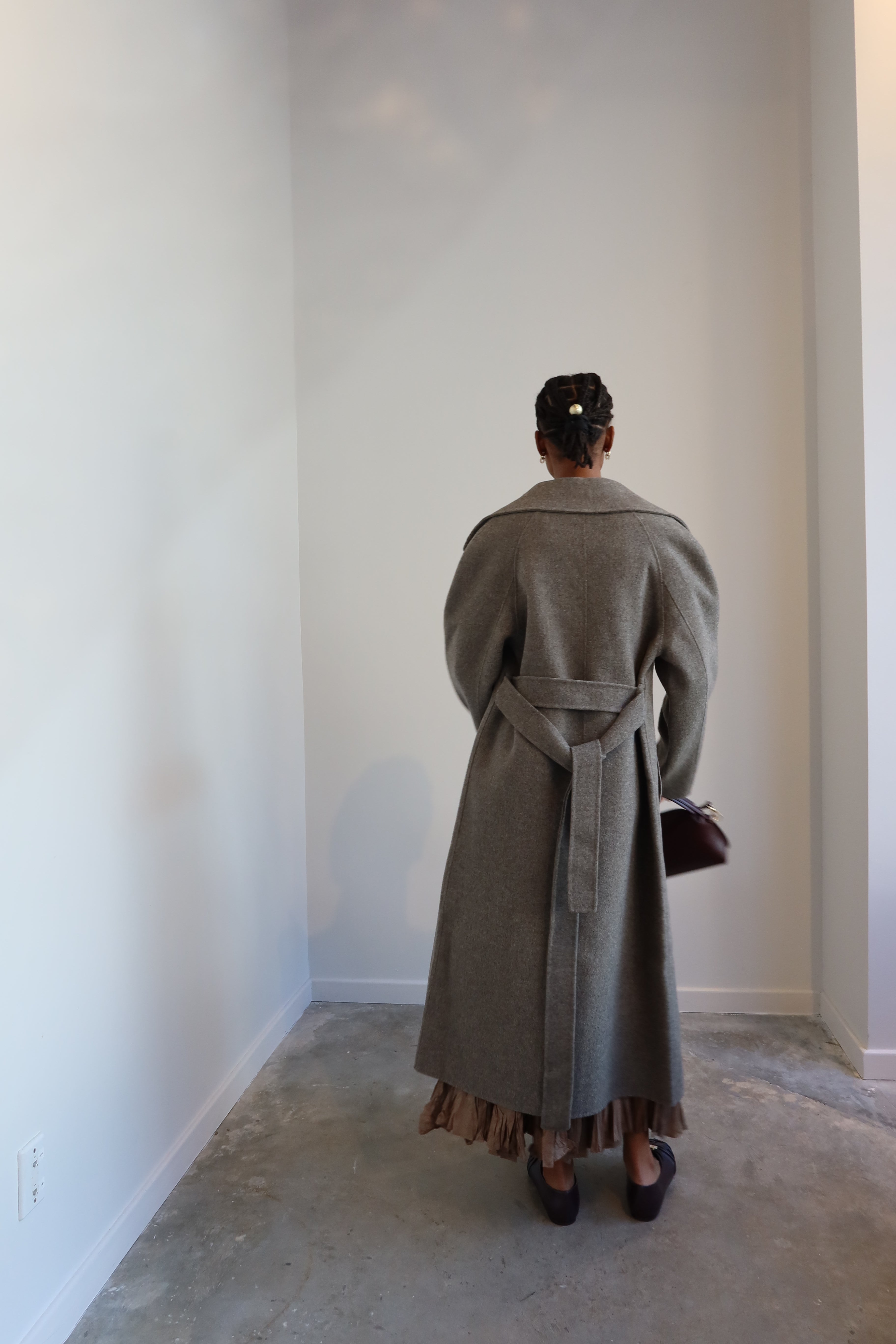 Gray Handmade Long Wool Coat