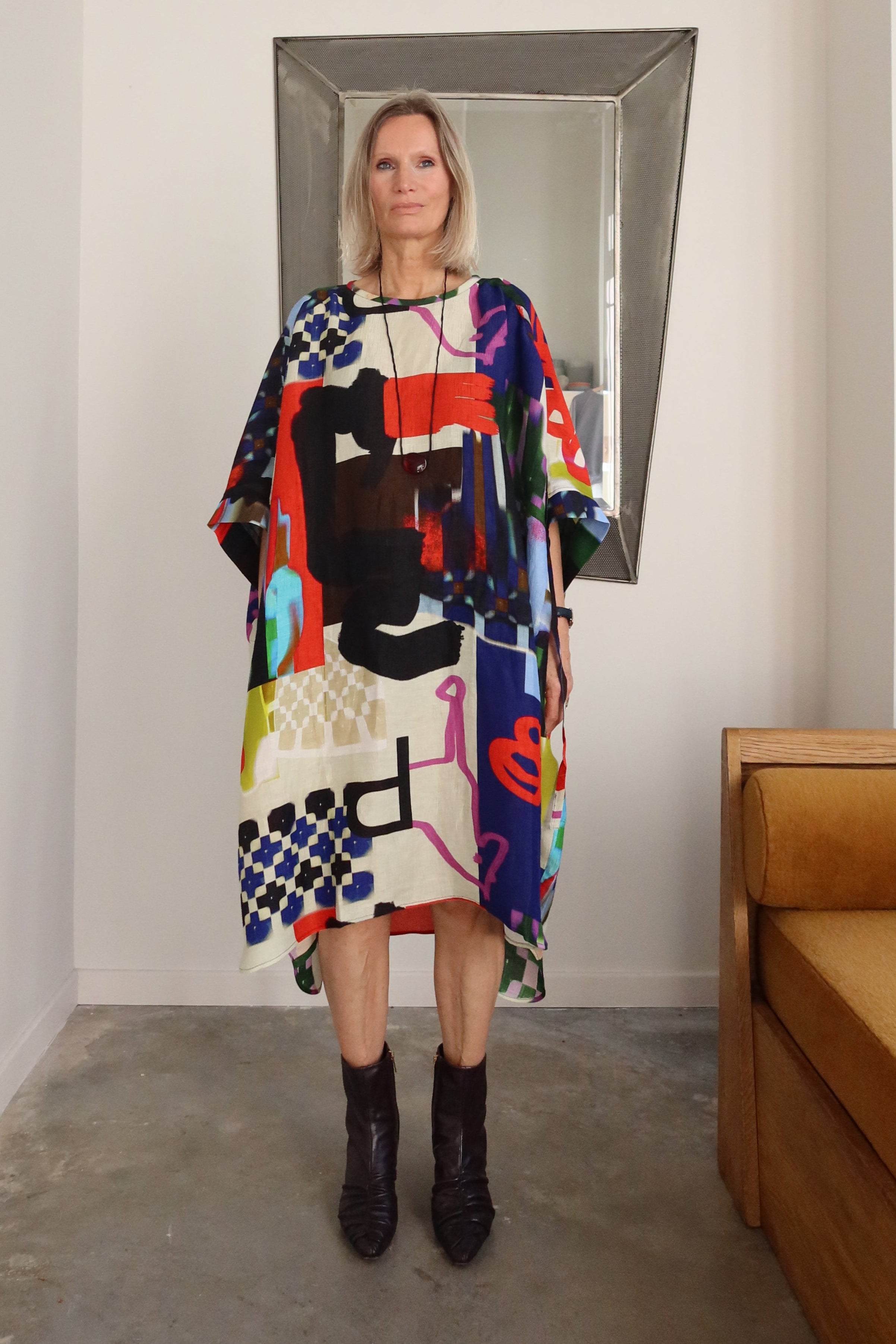 Renew Silk Abstract Print Dress