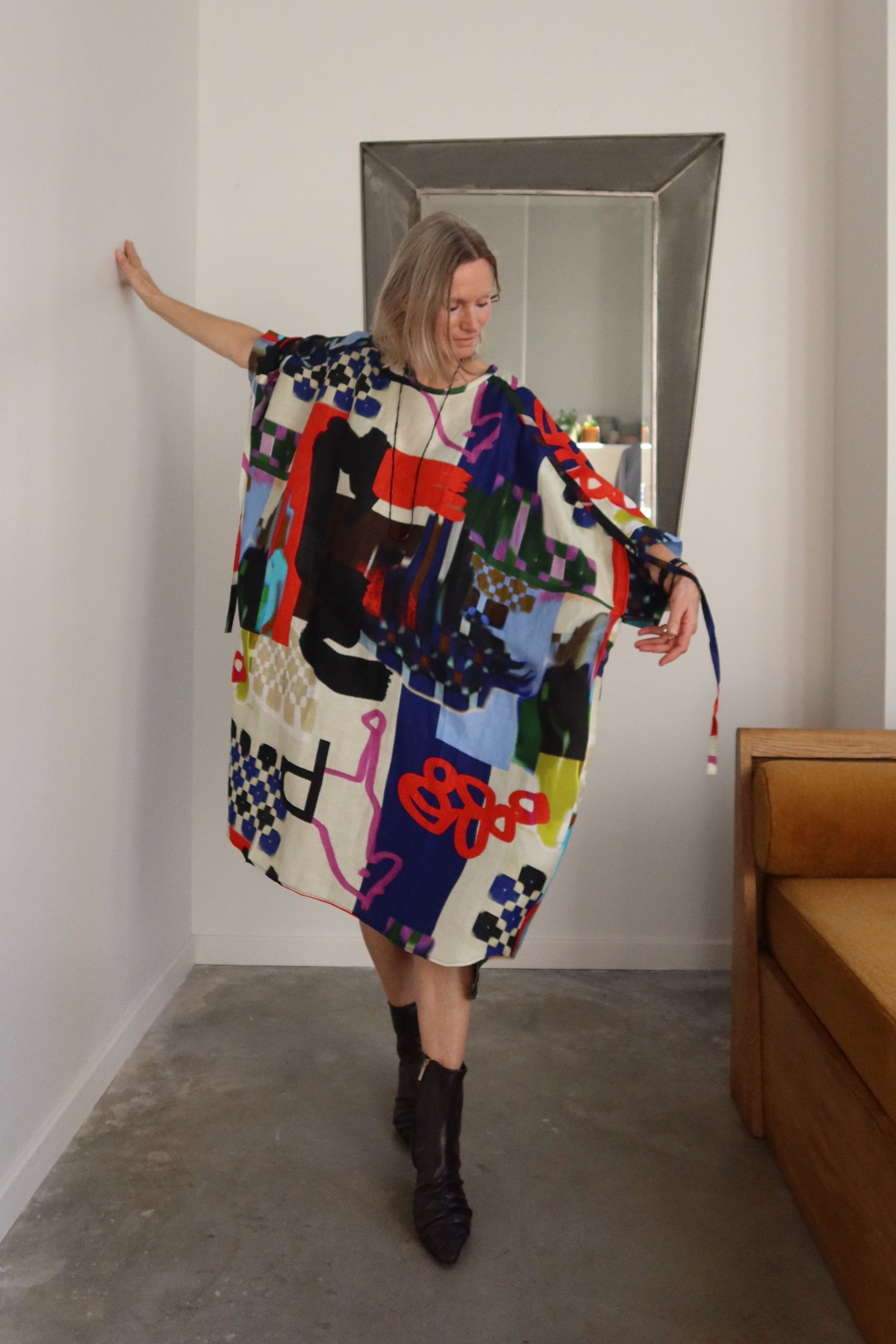 Renew Silk Abstract Print Dress