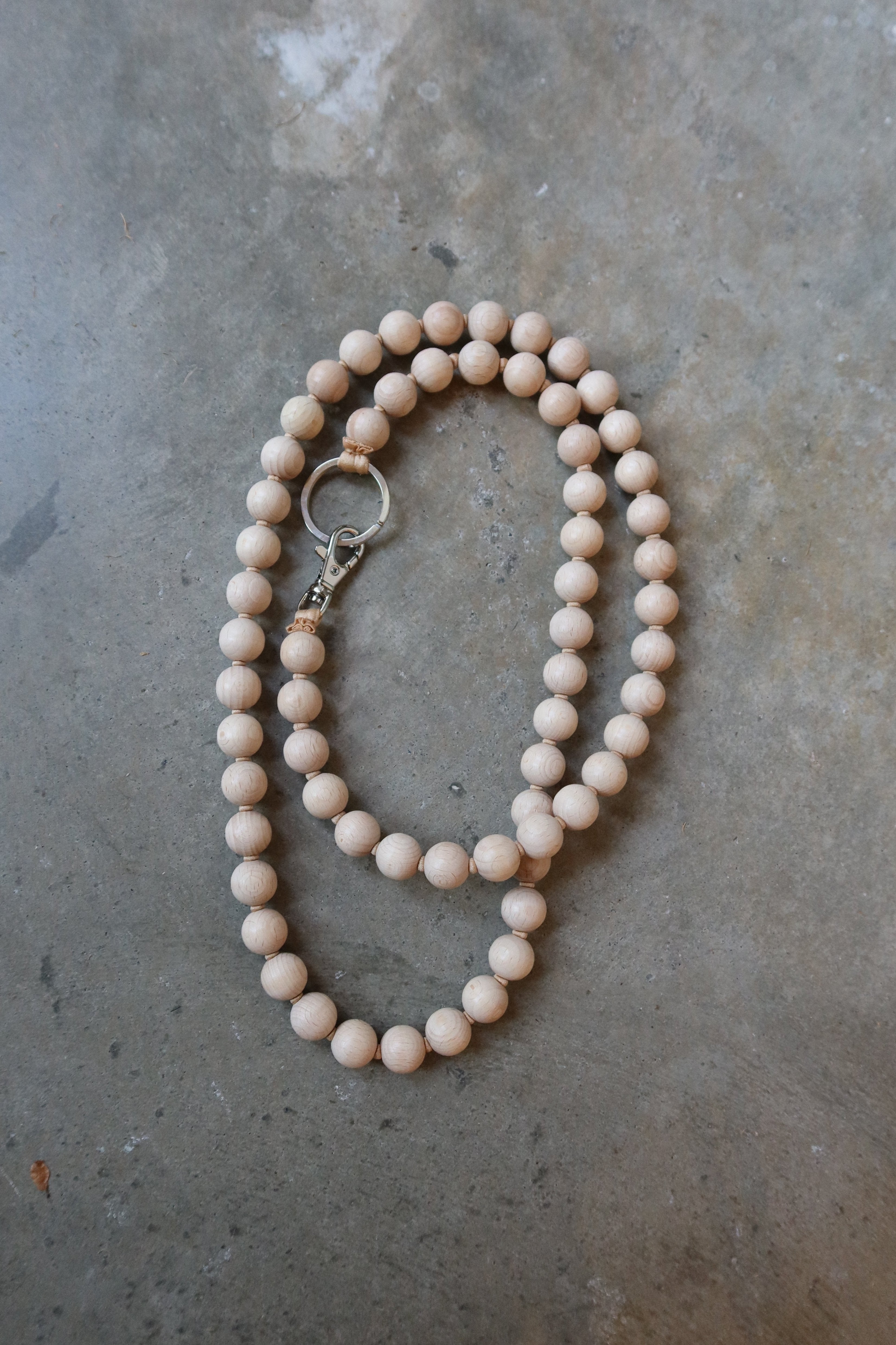 Large Natural Wood Bead Phone Handykette Necklace