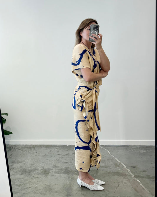 Regent Line Printed Midi Linen Dress