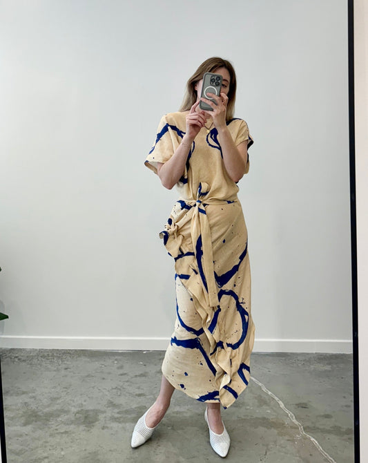Regent Line Printed Midi Linen Dress