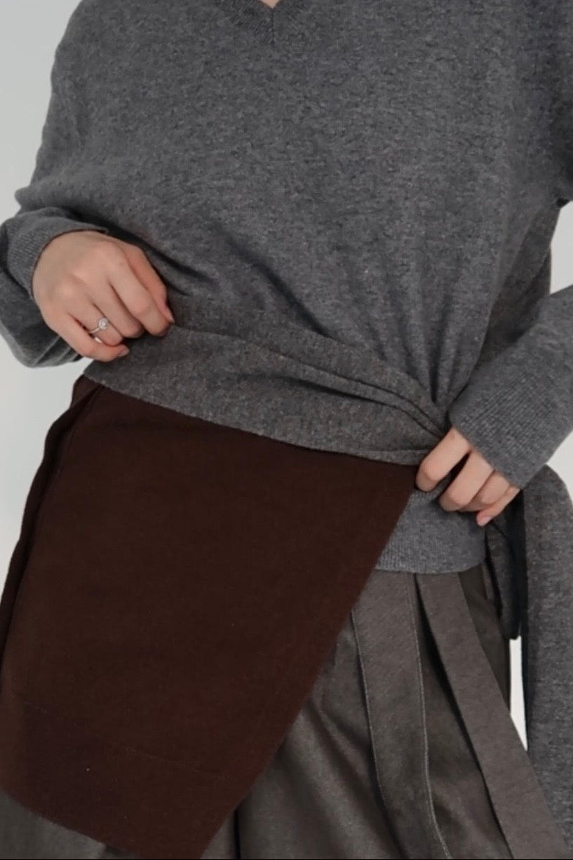 Gray Wool Cashmere Cardi Muffler Shawl