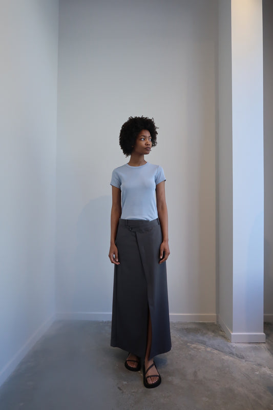 Pewter Grey Deconstructed Tailored Maxi Skirt