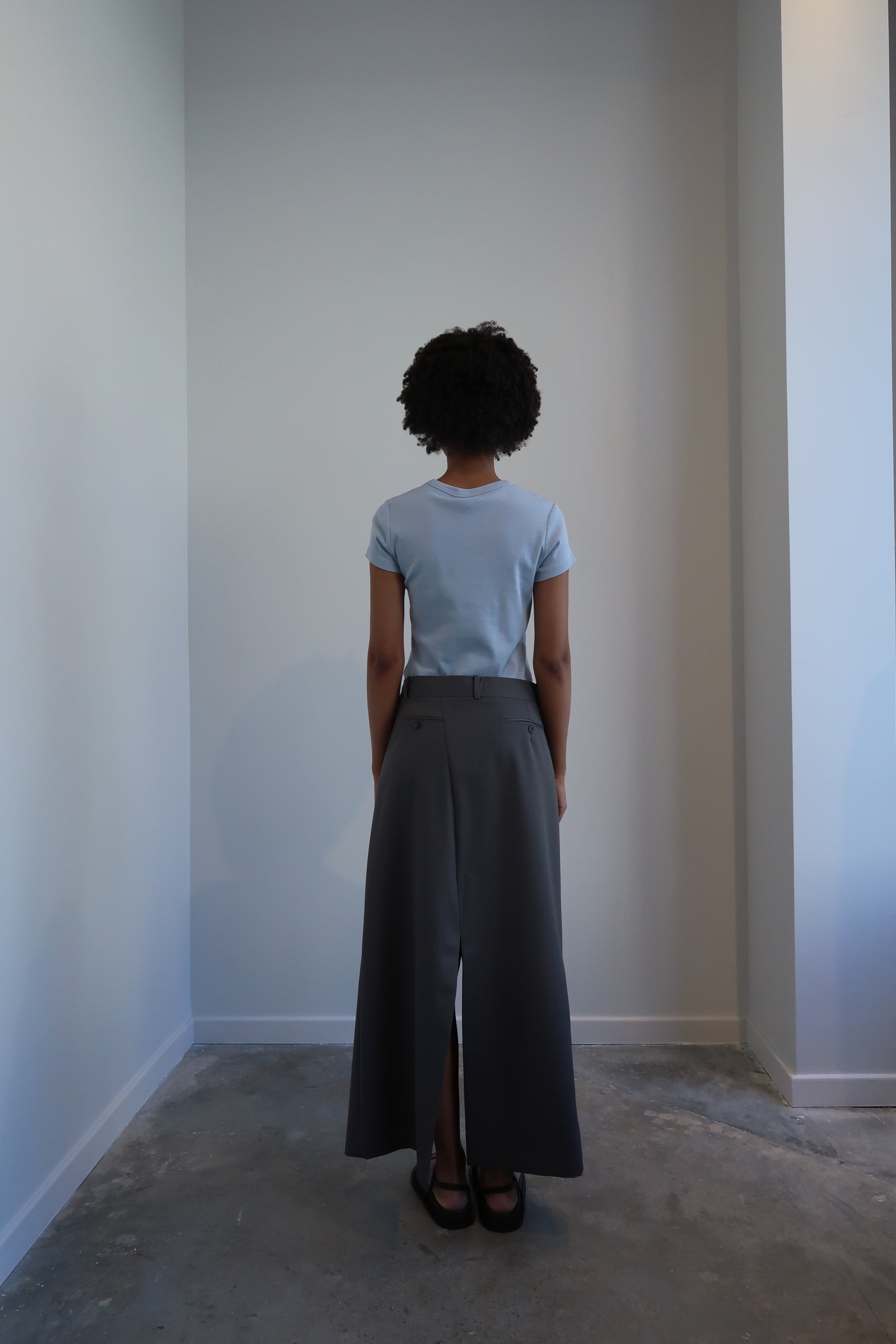 Pewter Grey Deconstructed Tailored Maxi Skirt