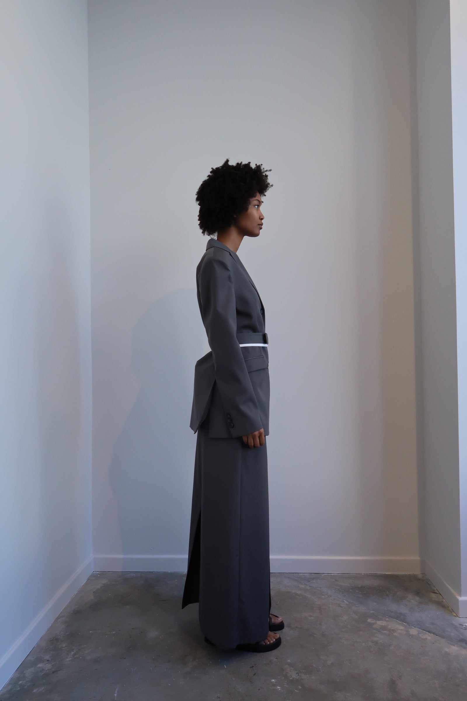 Pewter Grey Belted Tailored Blazer