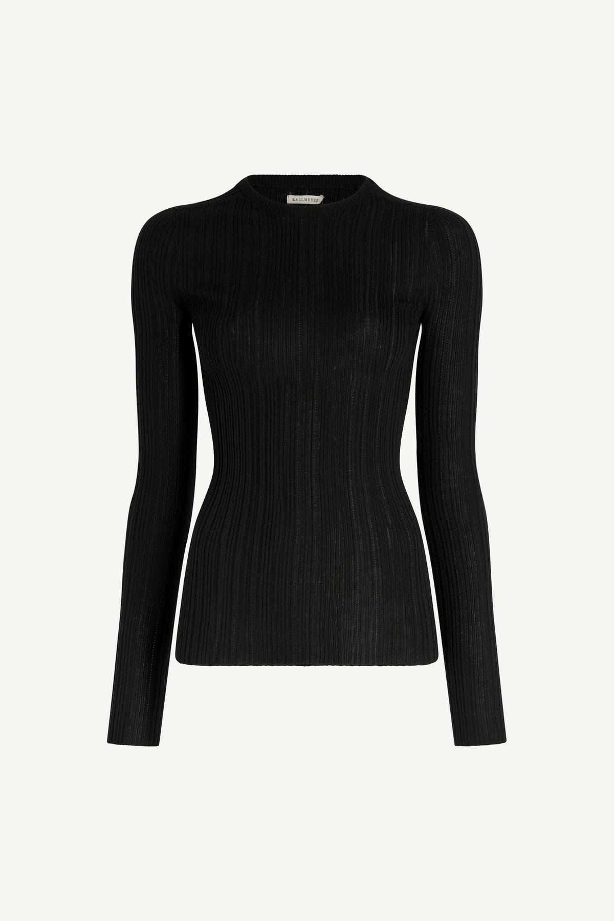 Black Superfine Pointelle Fabi Fitted Long Sleeve