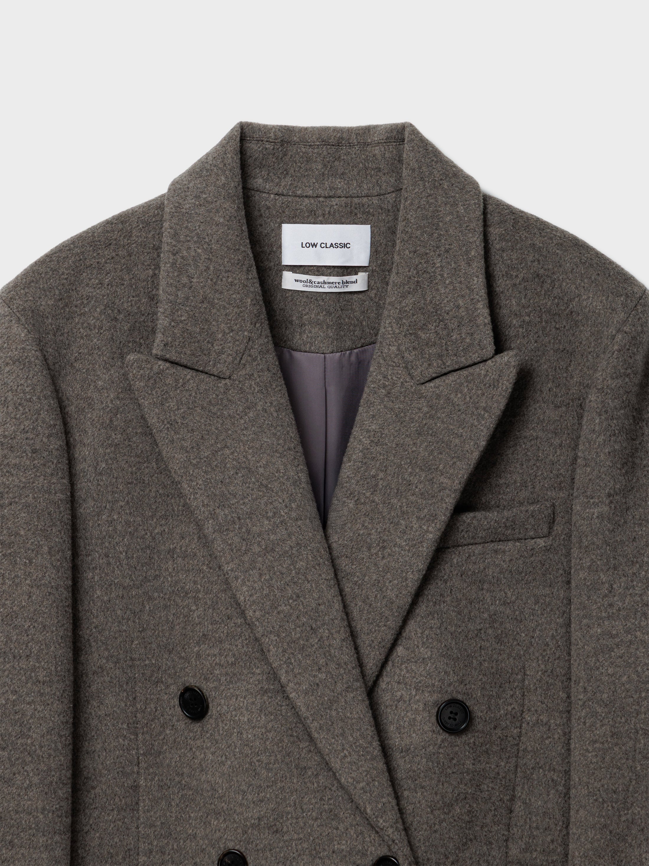 Gray Cashmere Blend Double Long Coat