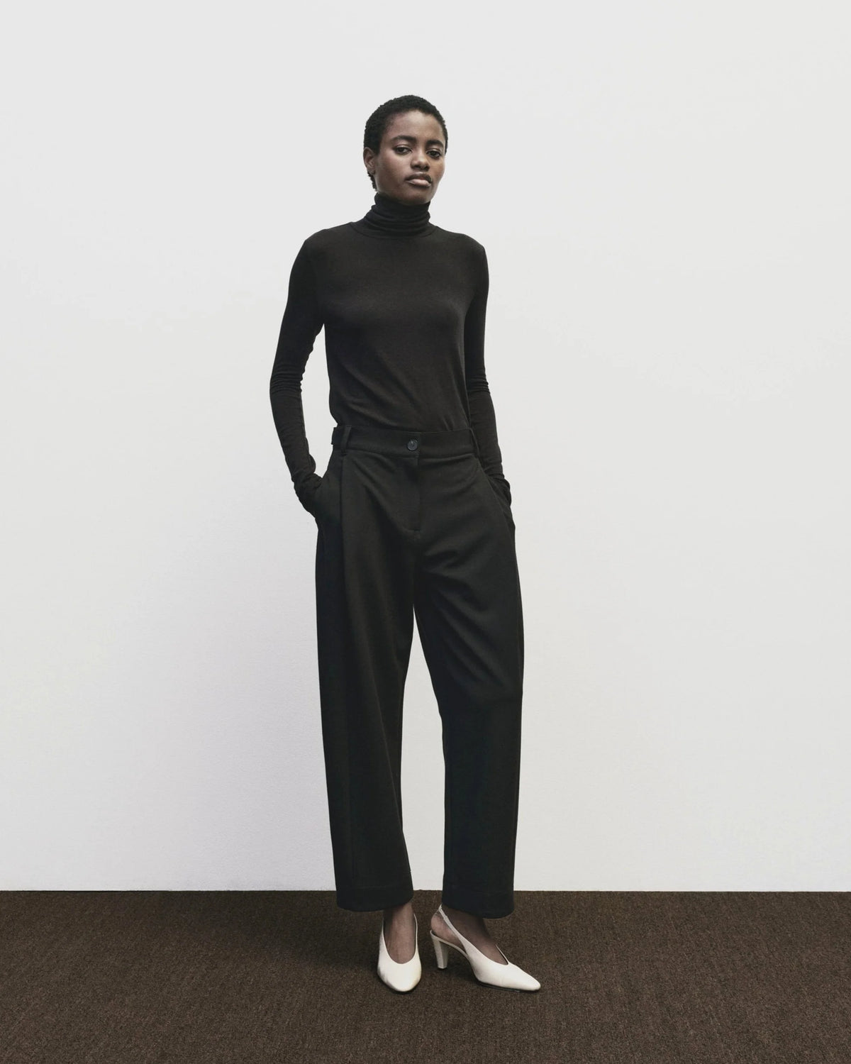 Black Roll Neck Jersey Top
