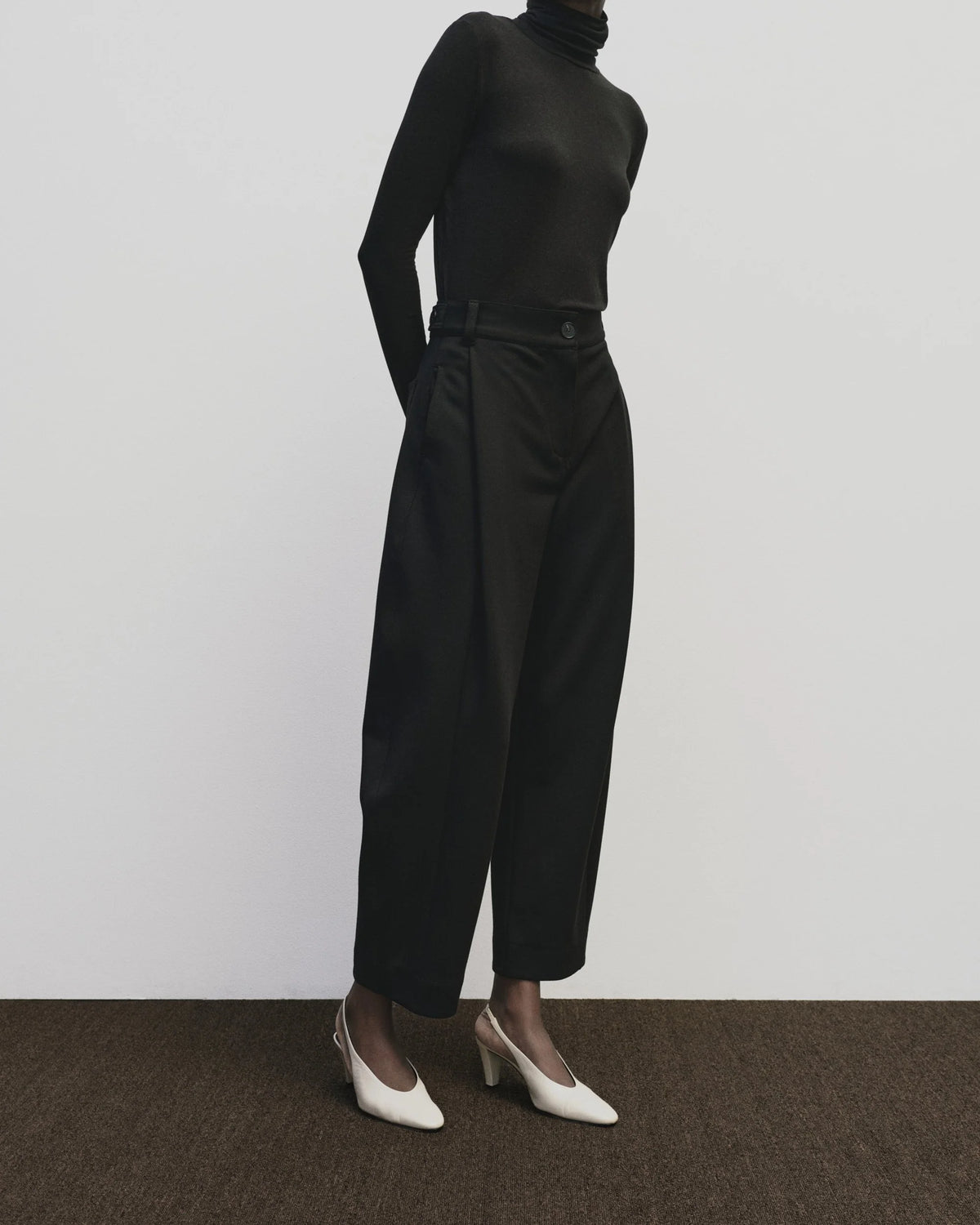 Black Roll Neck Jersey Top