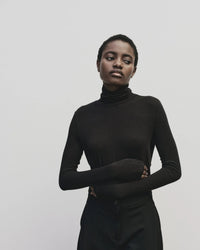 Black Roll Neck Jersey Top