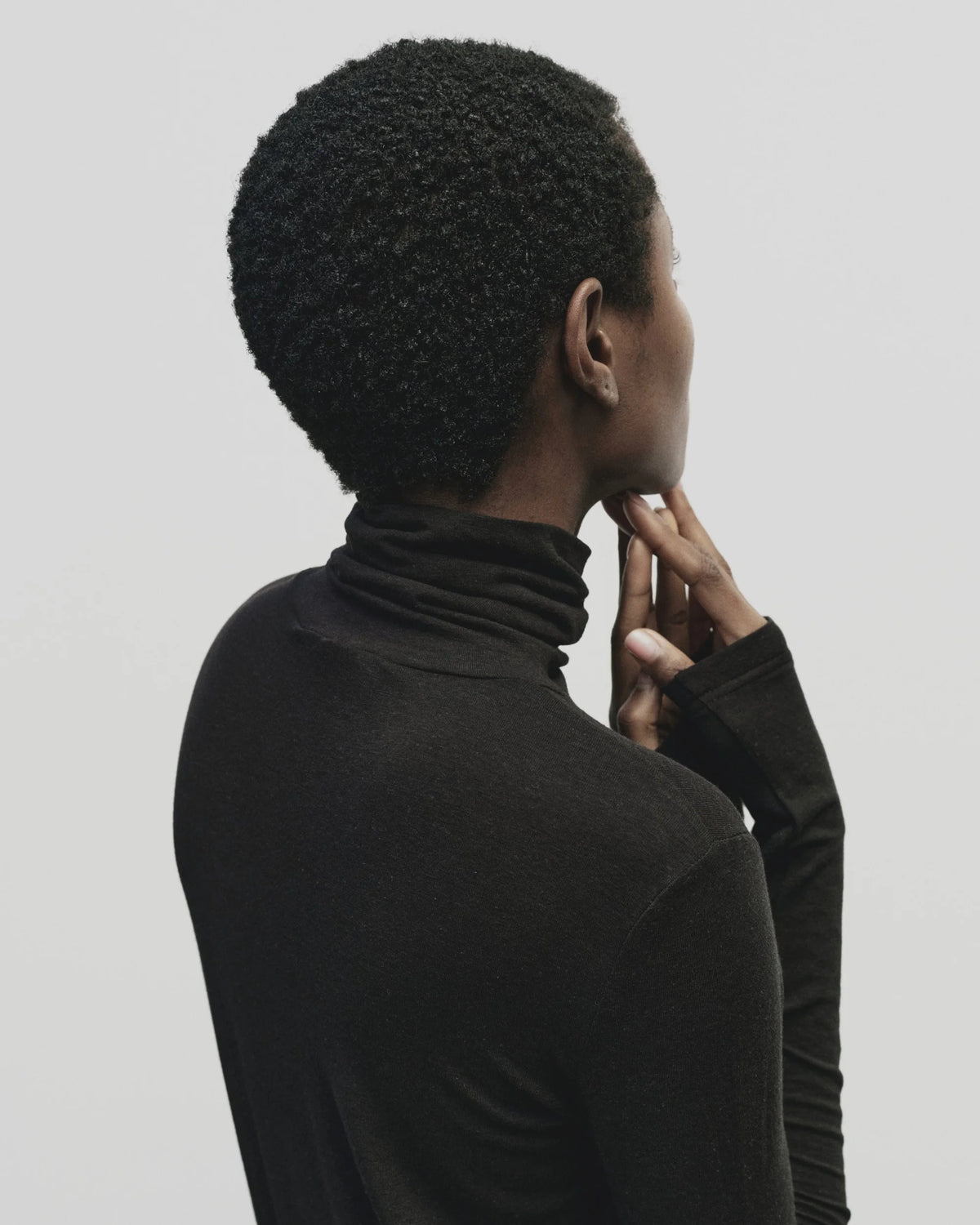 Black Roll Neck Jersey Top