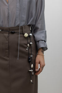 Black Mixed Vintage Bead Wrap Belt