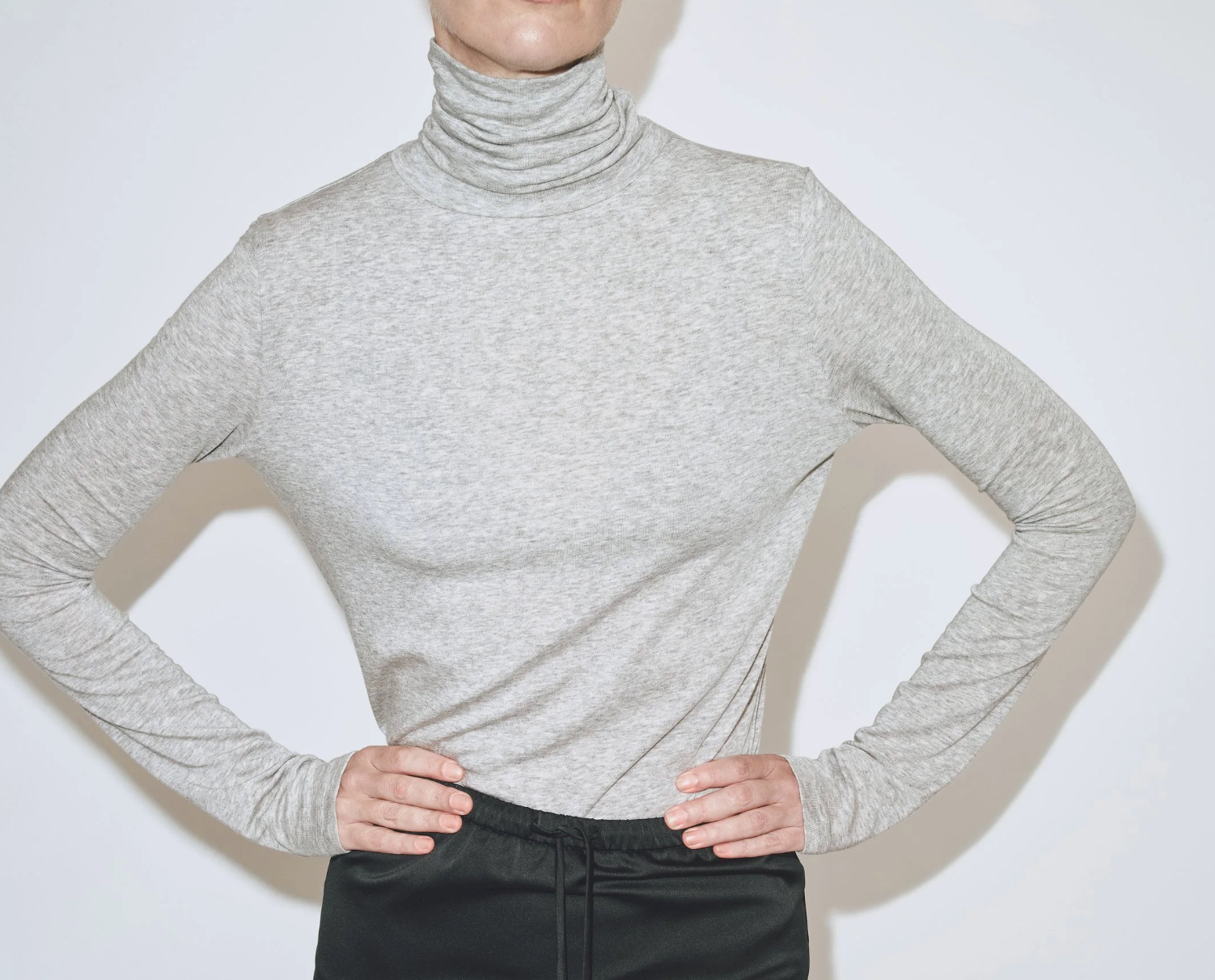 Mijeong Park Heather Grey Roll Neck Jersey Top at Alas Eius