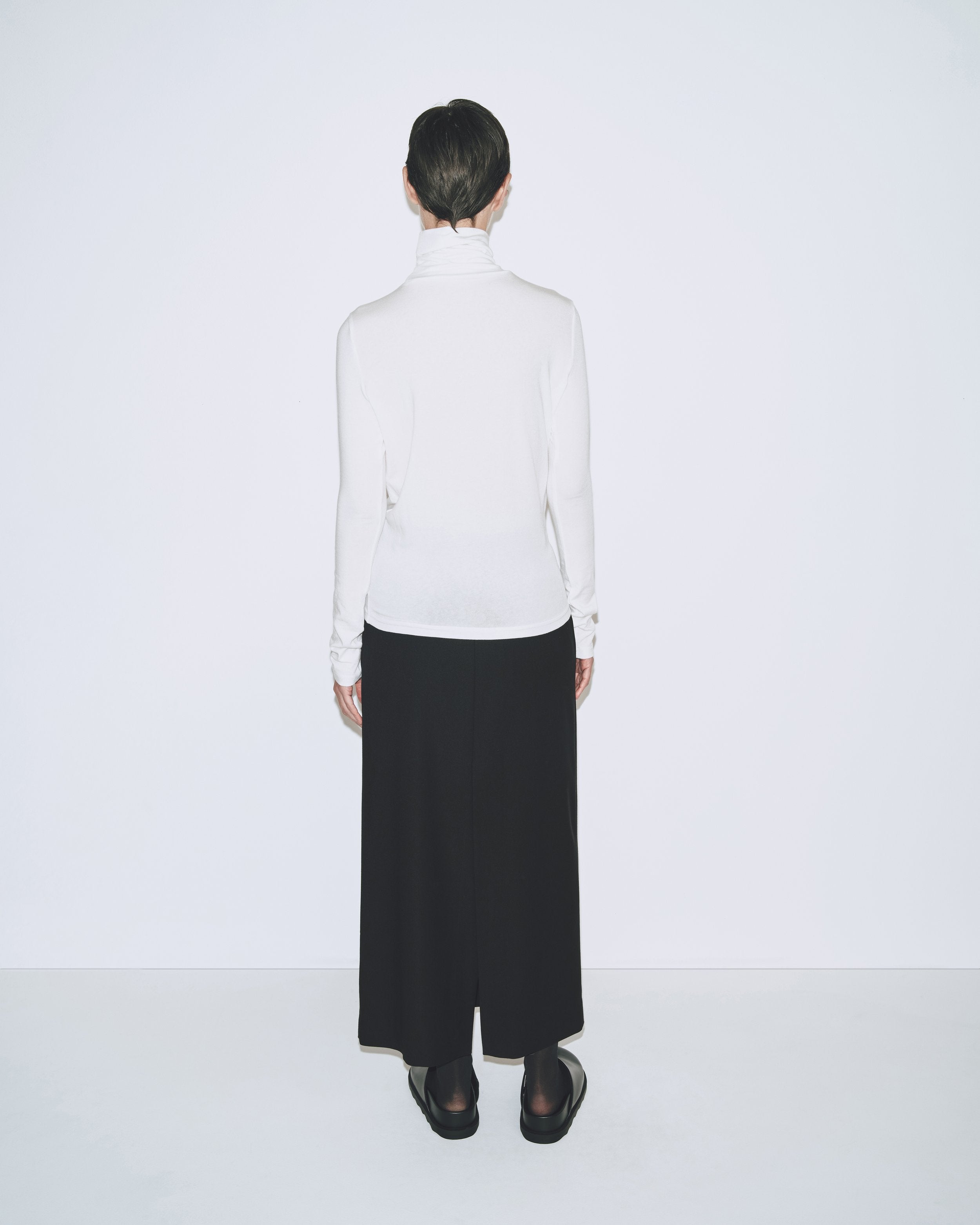 Mijeong Park White Roll Neck Jersey Top at Alas Eius