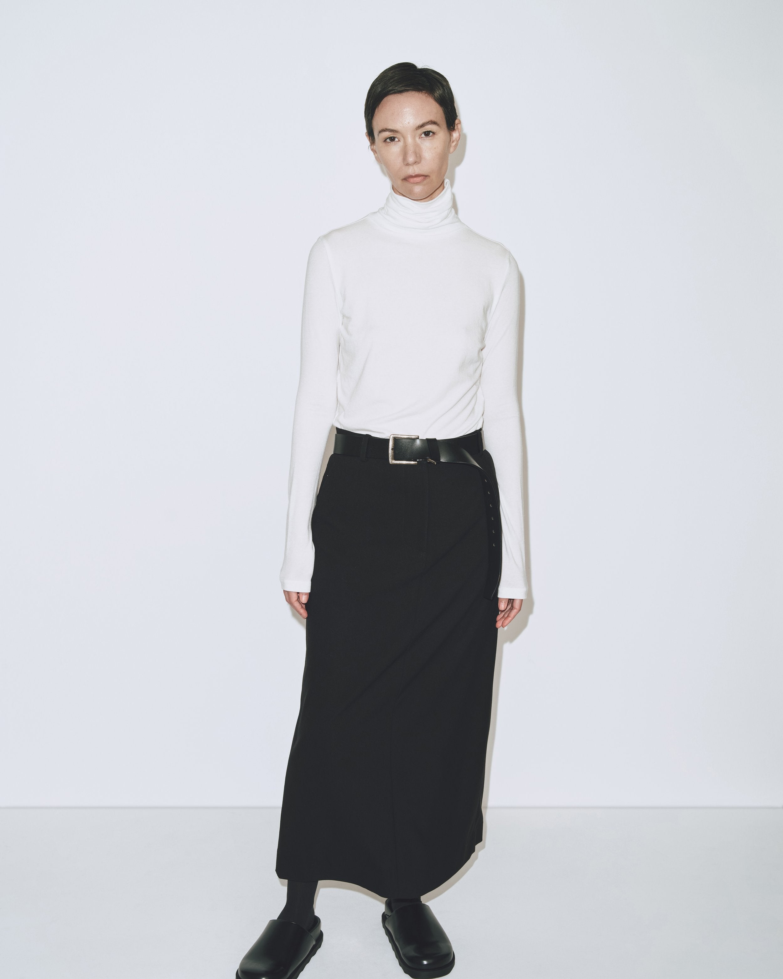 Mijeong Park White Roll Neck Jersey Top at Alas Eius
