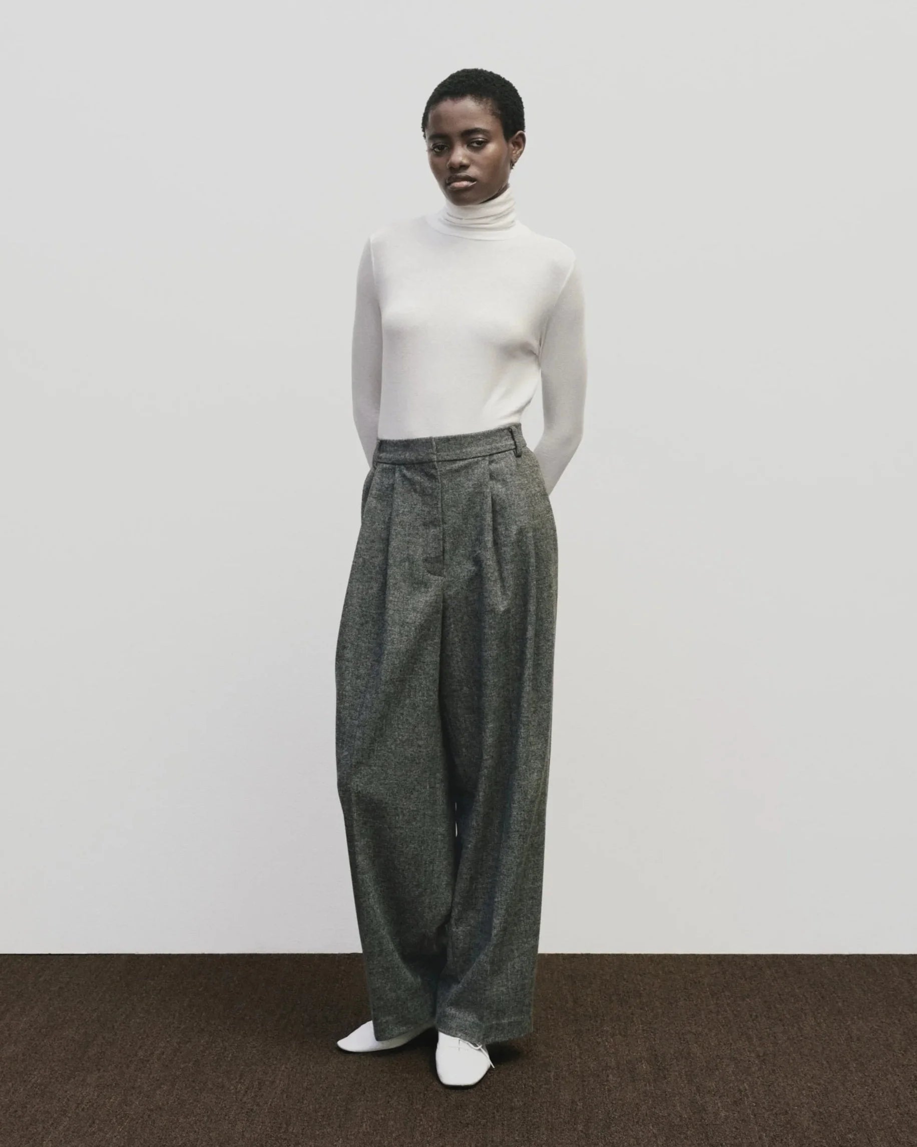 Mijeong Park White Roll Neck Jersey Top at Alas Eius