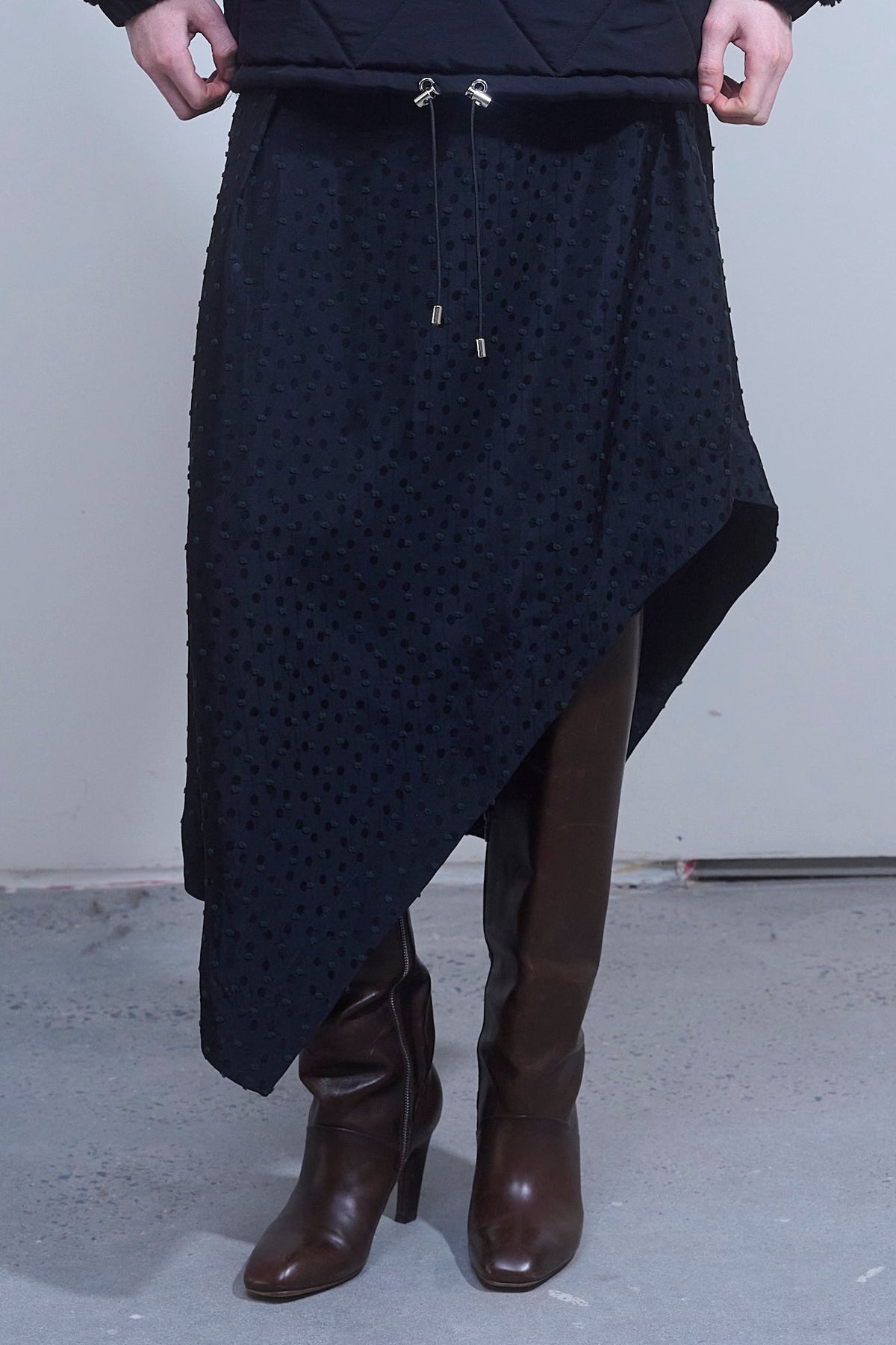 Nomia Polka Dot A-Line Asymmetric Skirt at Alas Eius