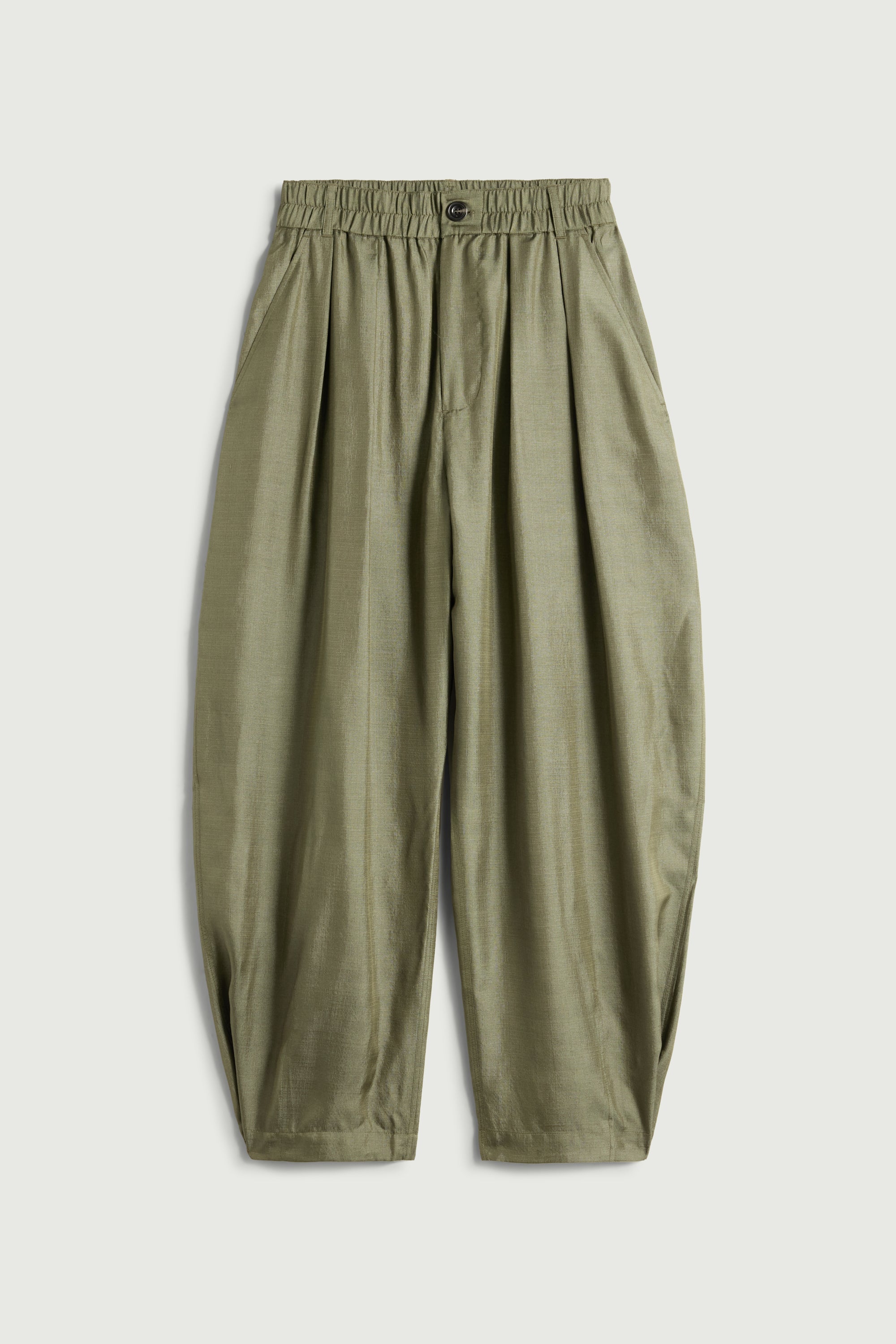 Green Vernon Wide Leg Silk Trousers