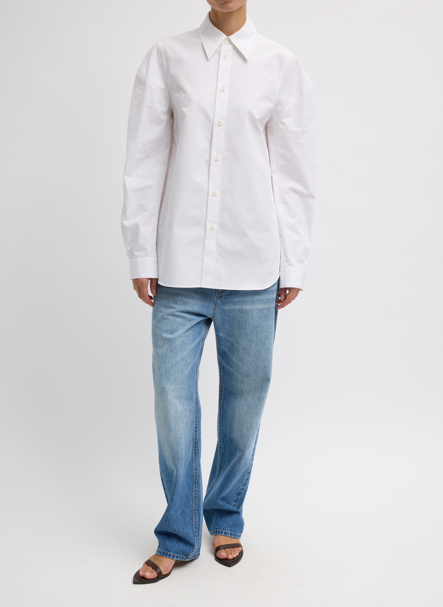 White Compact Eco Poplin Hinged Shirt