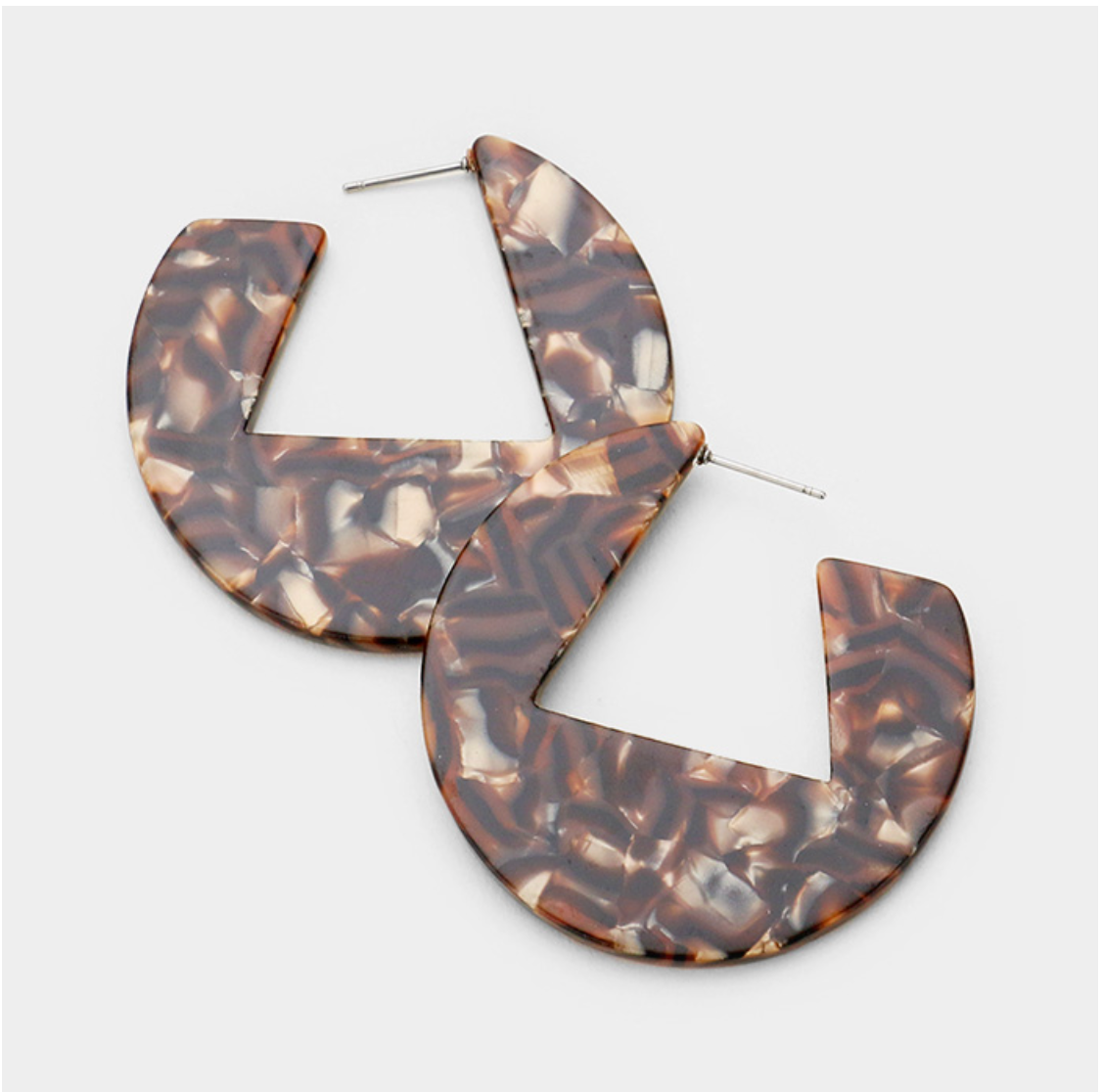 Seashell Triangle Circle Hoop Earrings