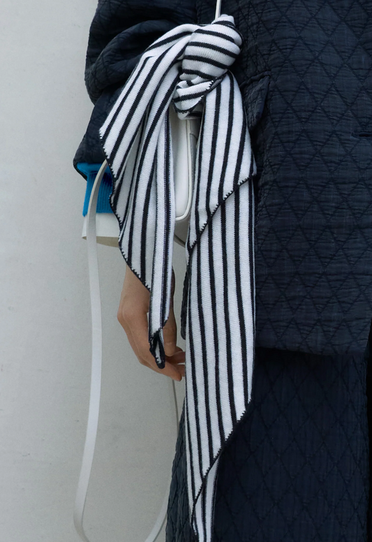 Black And White Striped Wool Scarf