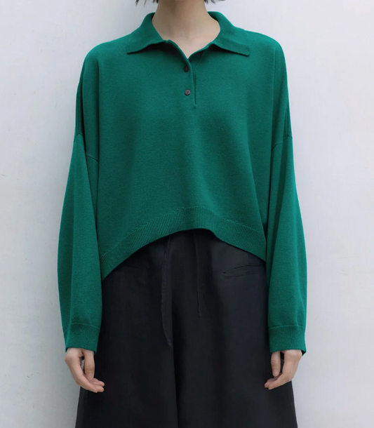 Teal Green Wool Polo Sweater
