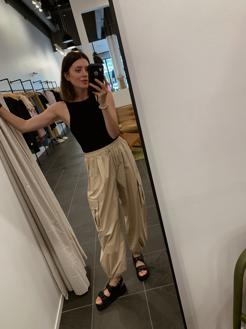 Tan Wide Leg Cargo Pants