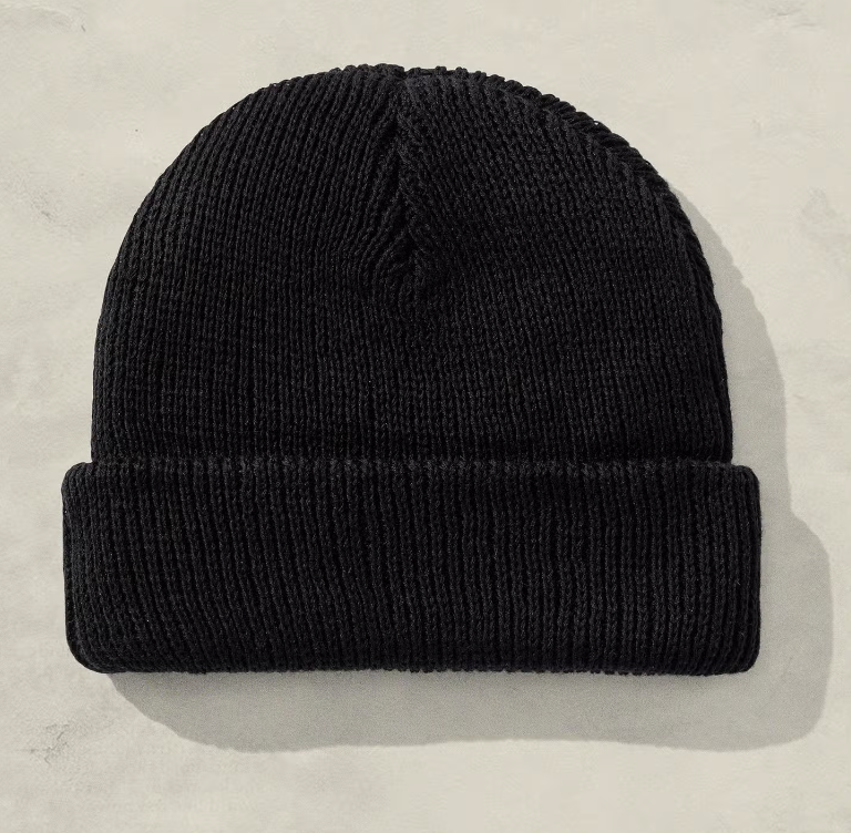 Black Cotton Knit Beanie