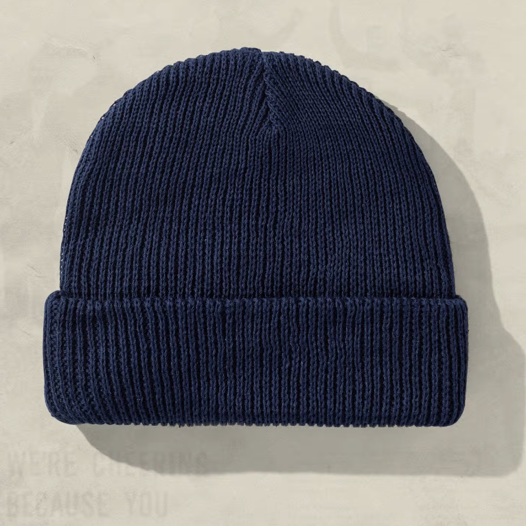 Navy Cotton Knit Beanie