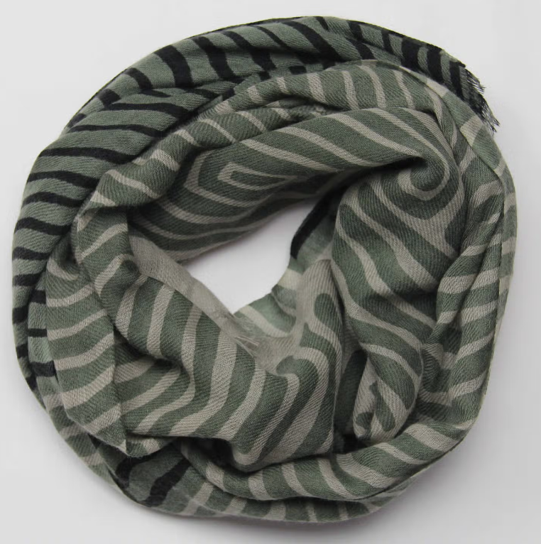 Green Patterned Wool Scarf