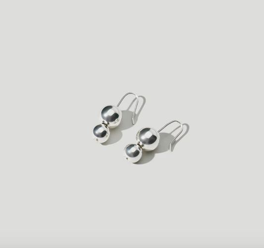 Double Orb Silver Earrings