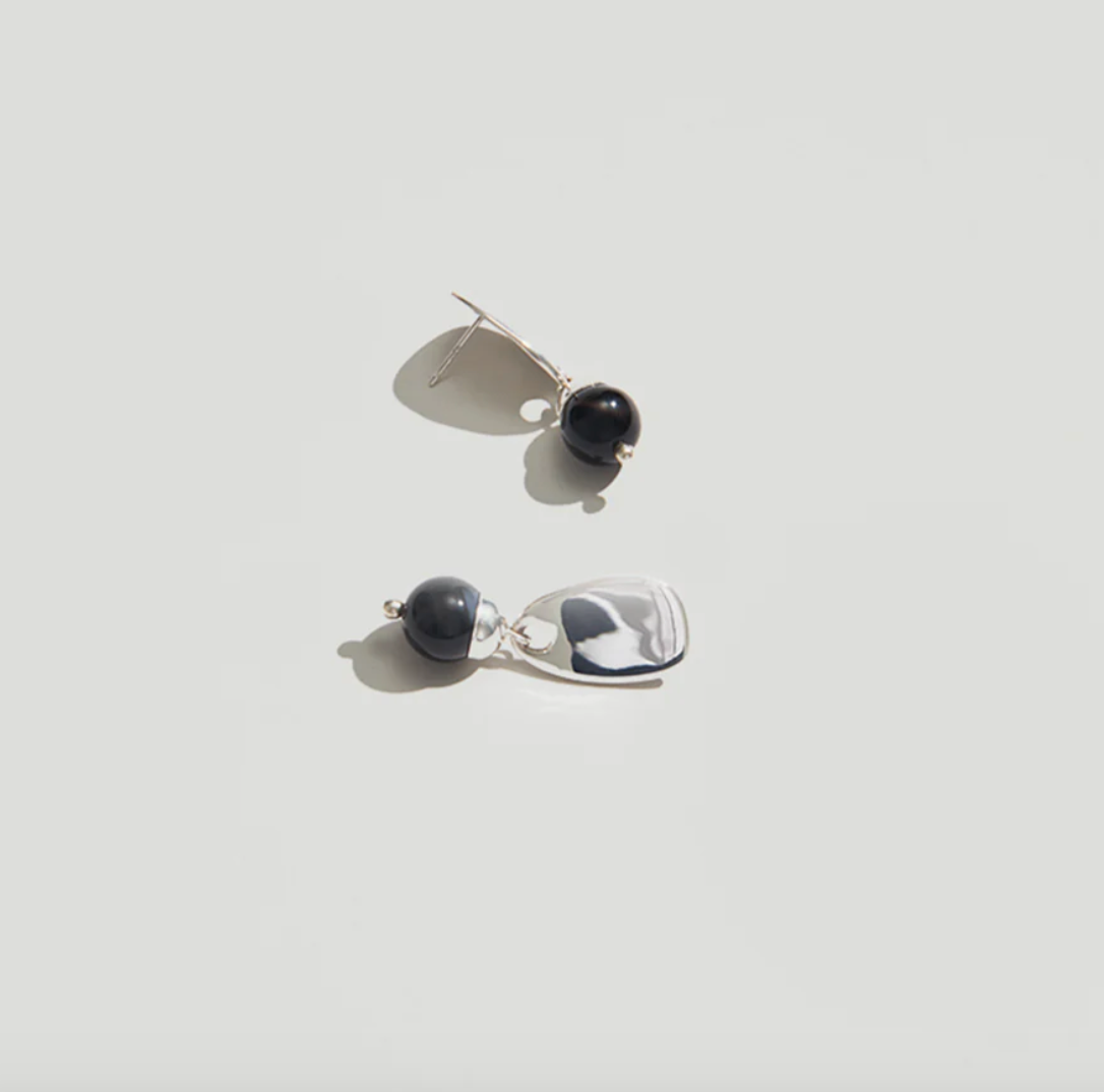 Cecilia Silver Black Onyx Earrings