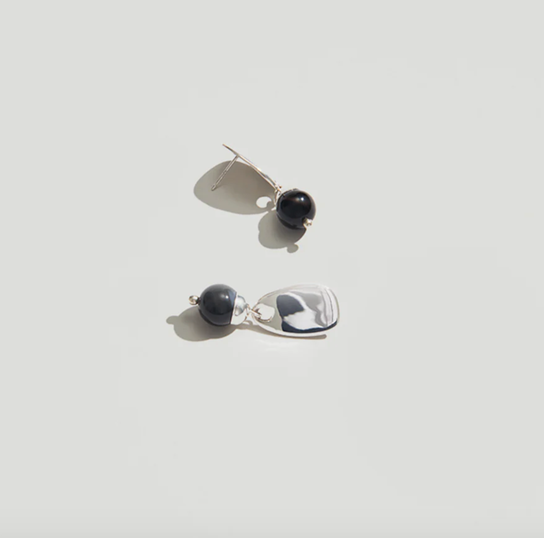 Cecelia Silver Black Onyx Earrings