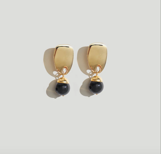 Cecelia Gold Black Onyx Earrings