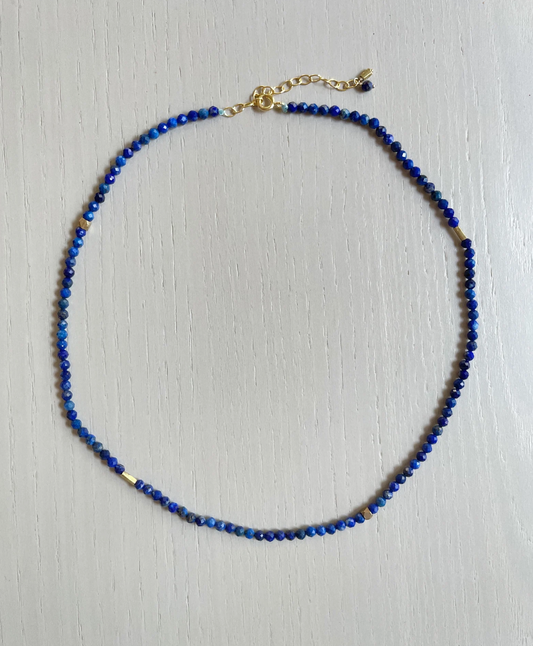 Beaded Blue Lapis Short Necklace