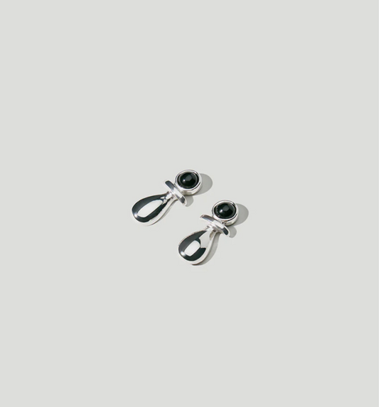 Fiori Silver And Black Onyx Earrings