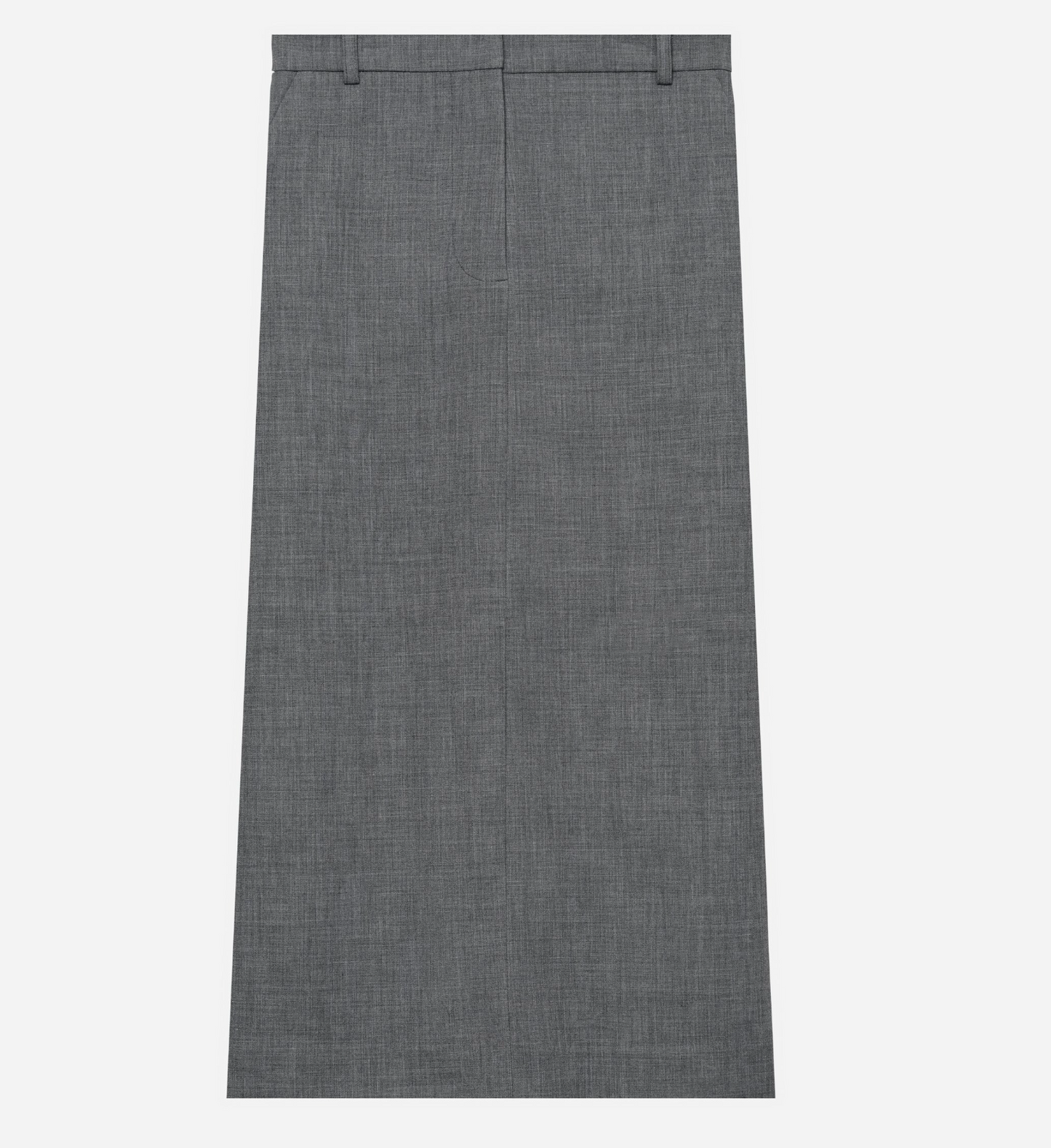 Gray Split Back Tailored Midi Skirt